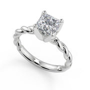 Lily Twisted Rope Solitaire Princess Cut Diamond Engagement Ring - Nivetta